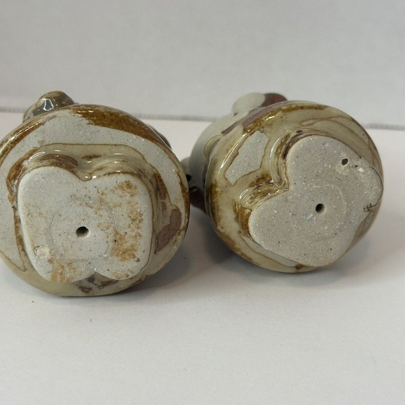 Pier 1 Imports Pottery Christmas Santa & Bear 3” Tall Brown/Green Gold Glossy - Picture 2 of 10